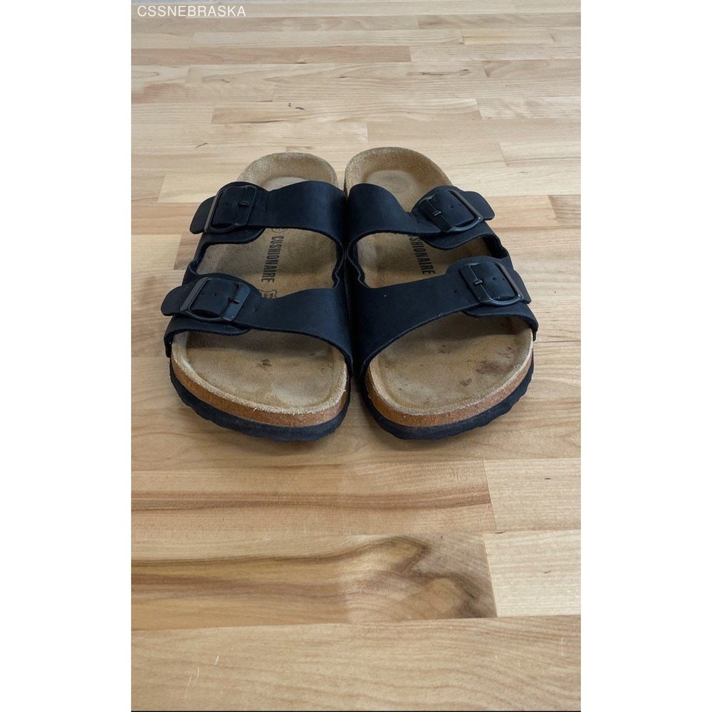 Cushionaire Black Women's Two-Strap Comfort Sandals
